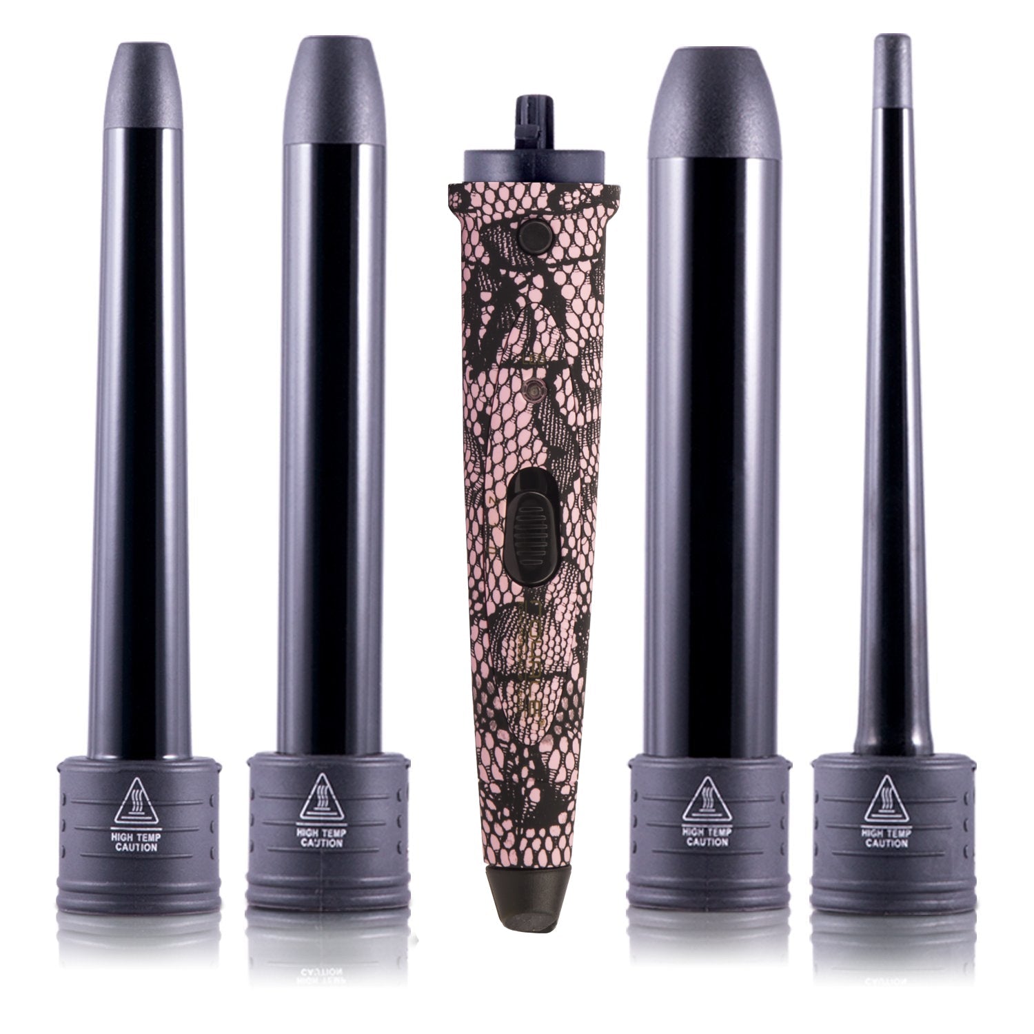 4 Piece Tourmaline Curling Wand Set - Pink Lace - RoyaleUSA