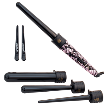 4 Piece Tourmaline Curling Wand Set - Pink Lace - RoyaleUSA