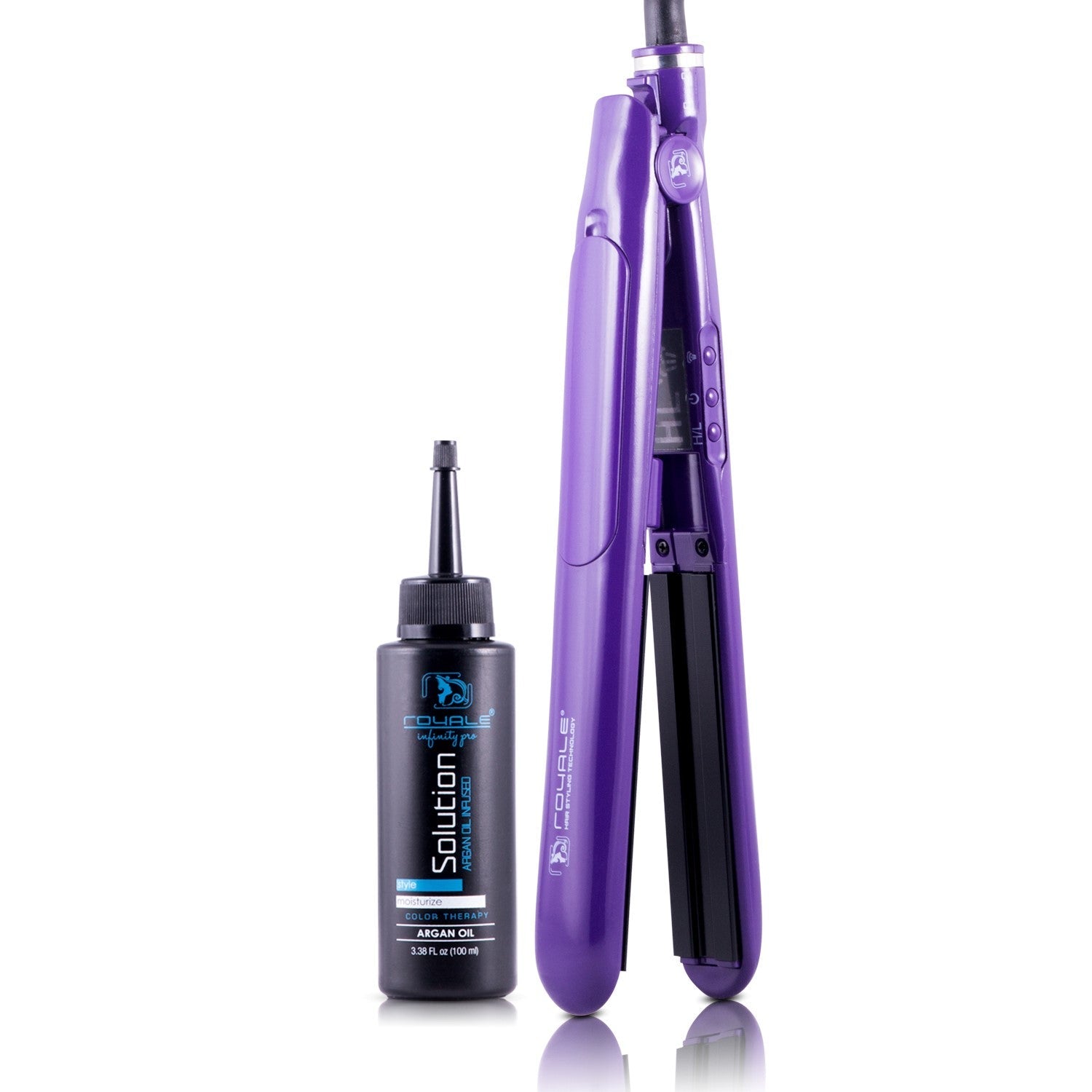 Ceramic Tourmaline Vapor Styling Hair Straightener with Argan Infusion Oil - Purple - RoyaleUSA