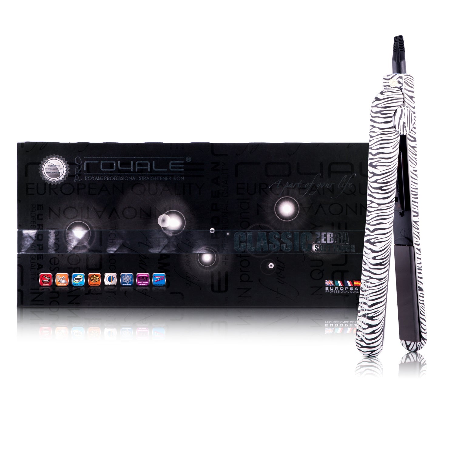 Classic Print 100% Ceramic Tourmaline Plates Soft Touch Hair Straightener - Zebra Print - RoyaleUSA