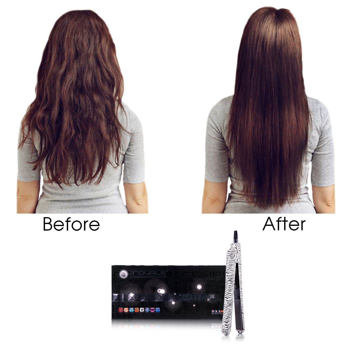 Classic Print 100% Ceramic Tourmaline Plates Soft Touch Hair Straightener - Zebra Print - RoyaleUSA