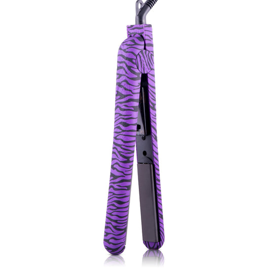 Classic Print 100% Ceramic Tourmaline Plates Soft Touch Hair Straightener - Purple Zebra - RoyaleUSA