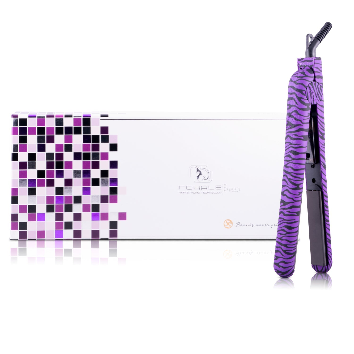 Classic Print 100% Ceramic Tourmaline Plates Soft Touch Hair Straightener - Purple Zebra - RoyaleUSA