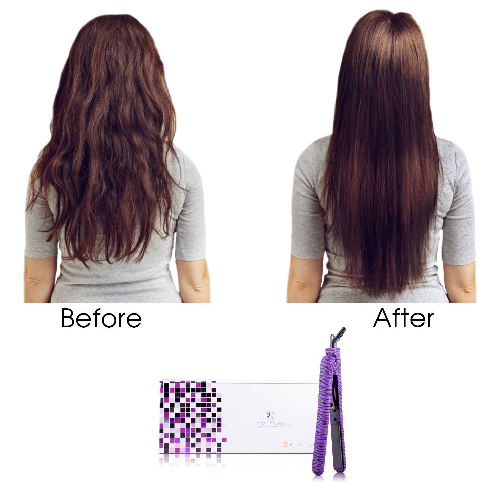 Classic Print 100% Ceramic Tourmaline Plates Soft Touch Hair Straightener - Purple Zebra - RoyaleUSA