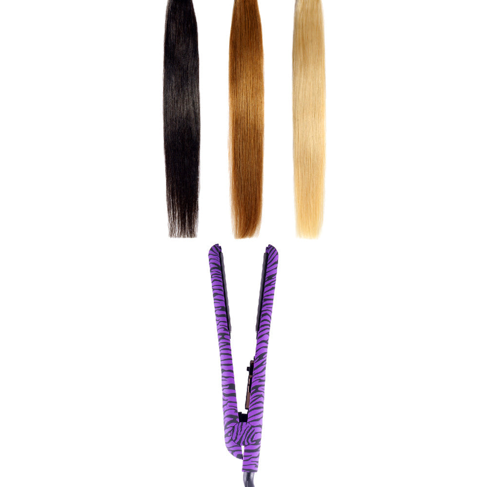 Classic Print 100% Ceramic Tourmaline Plates Soft Touch Hair Straightener - Purple Zebra - RoyaleUSA