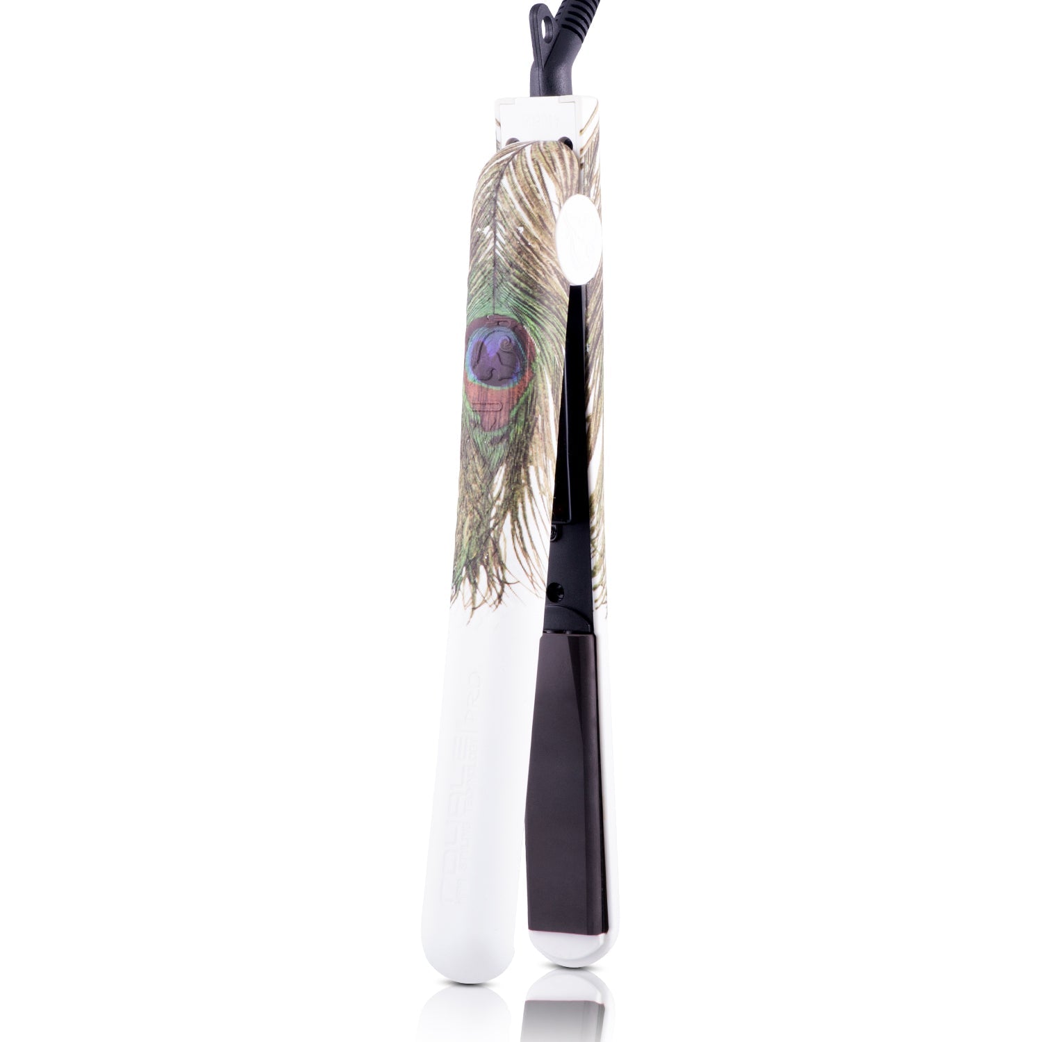 Classic Print 100% Ceramic Tourmaline Plates Soft Touch Hair Straightener - Peacock - RoyaleUSA