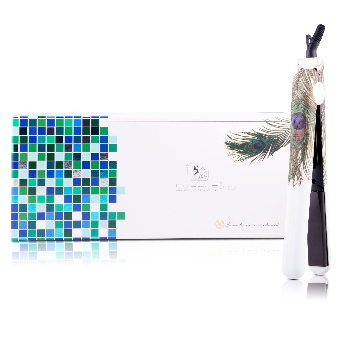 Classic Print 100% Ceramic Tourmaline Plates Soft Touch Hair Straightener - Peacock - RoyaleUSA