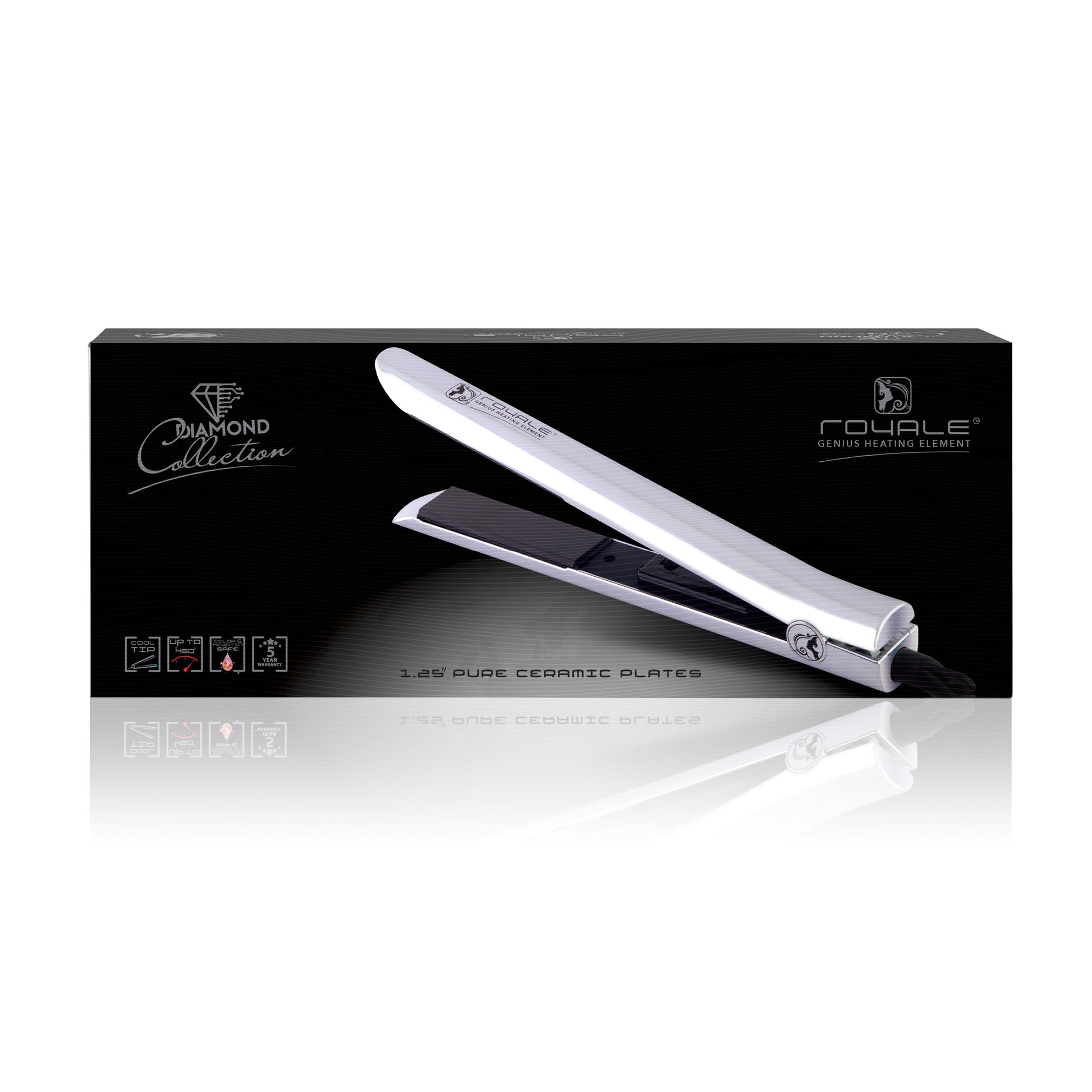 Limited Edition - Platinum Genius Heating Element Hair Straightener with 100% Ceramic Plates - Sparkling Silver - RoyaleUSA
